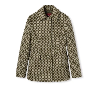 ジャケット GUCCI Women Jackets 828105Z8BZX 2071 BEIGE GG crêpe silk wool double-breasted coat in beige | GUCCI® US