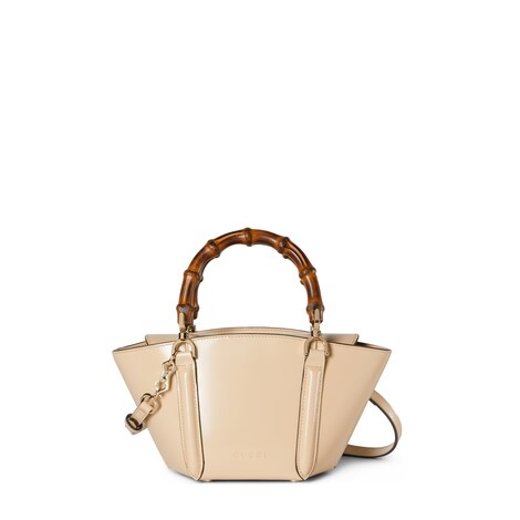 Mini bamboo top handle tote bag