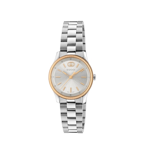 稀少 GUCCI(グッチ) G-TIMELESS White Dial Ladies Watch GUCCI G-Timeless 29MM SS White MOP Dial Women's Watch