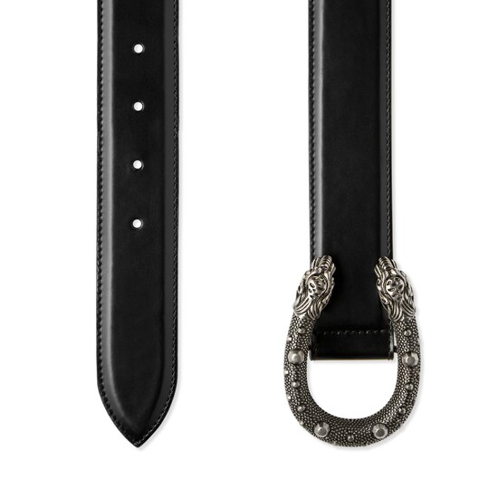 gucci leather belt with tiger head buckle
