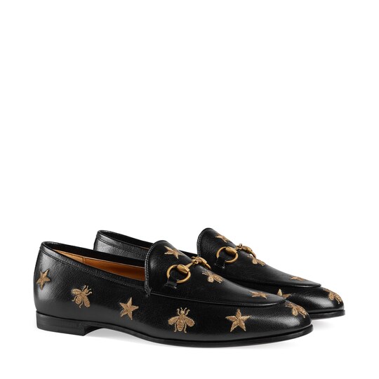 gucci jordaan embroidered loafers