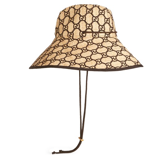 gg raffia wide brim hat