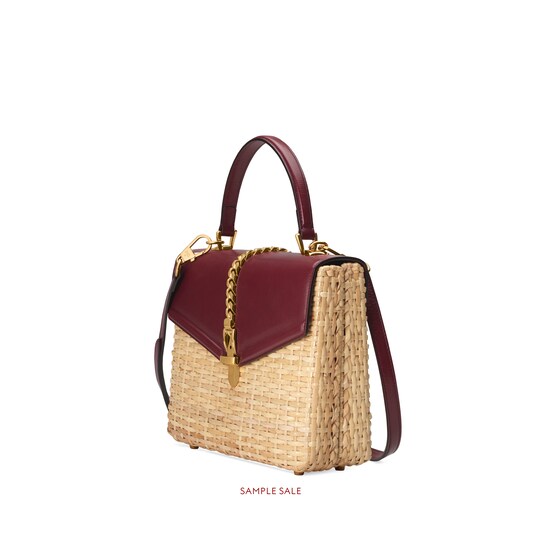 Gucci Sylvie wicker small top handle bag . 1