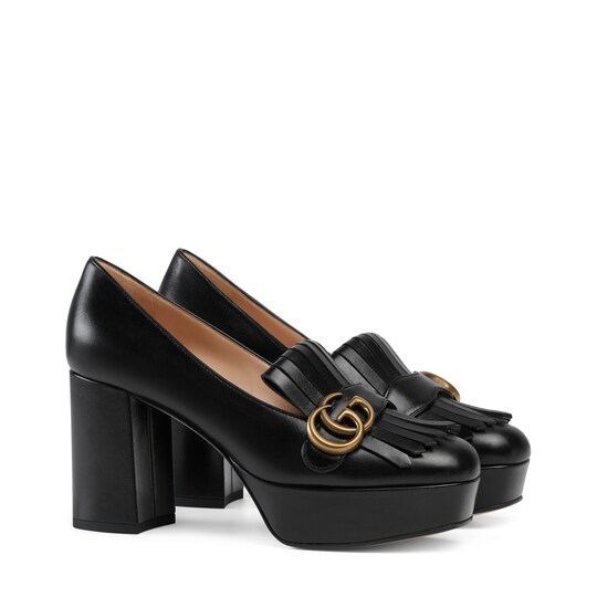 Leather platform pump gucci on sale