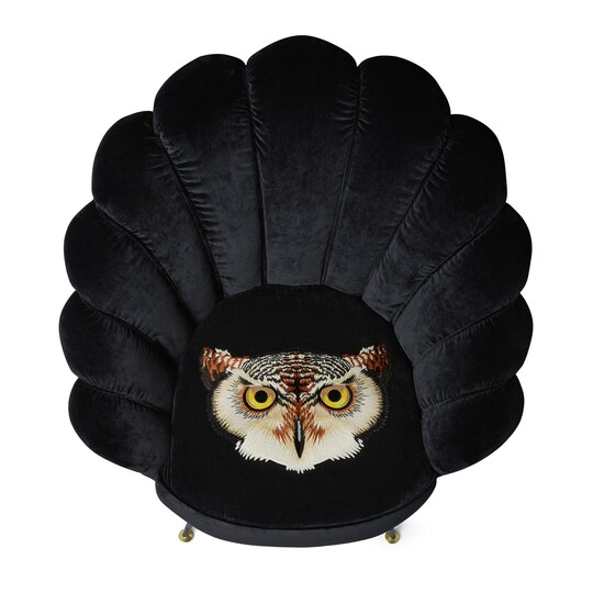 Gucci Velvet armchair with embroidered owl. 1