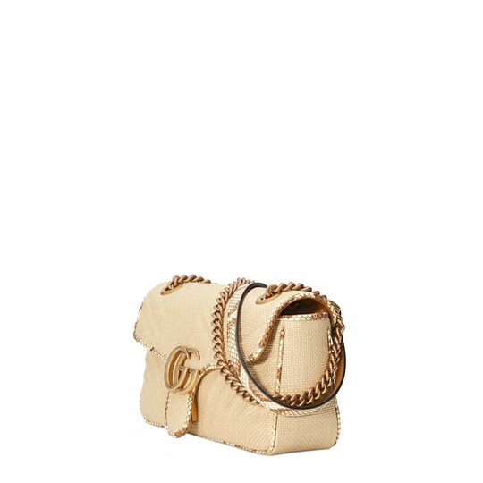 gg marmont raffia small shoulder bag