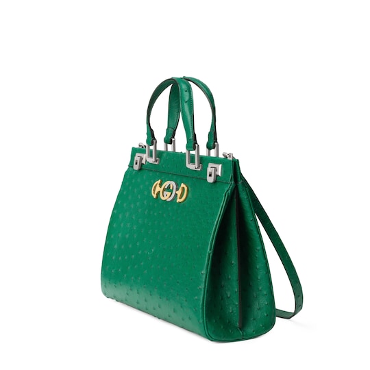 Gucci Gucci Zumi ostrich medium top handle bag. 1