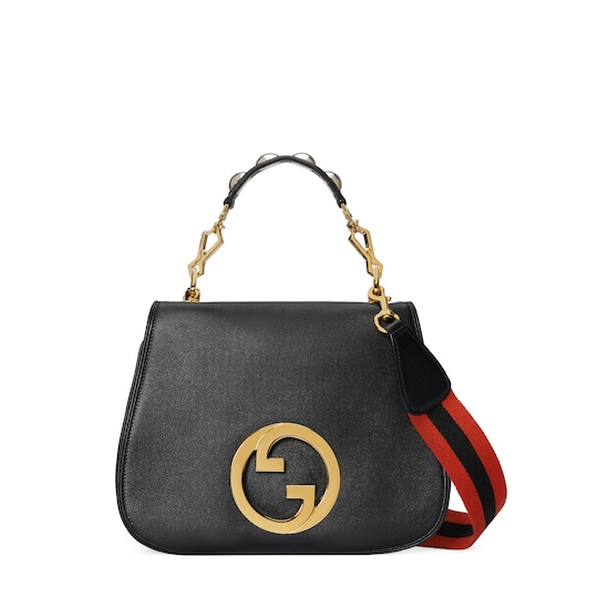 Blondie medium top handle bag — black leather — 721172UXXAG1064