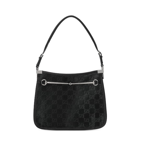 Horsebit Slim small shoulder bag — black calf hair — 764191AACUI1000