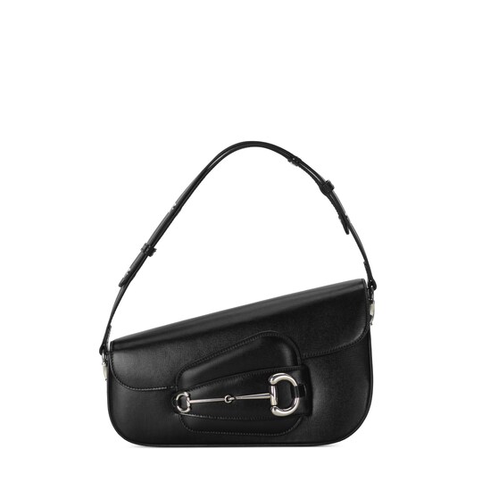 Horsebit 1955 shoulder bag — black leather — 7641551DB0N1000