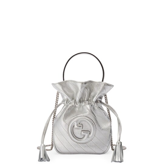 Blondie mini bucket bag — silver-toned leather — 760313AACT38106