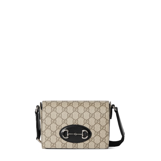 Horsebit 1955 mini bag — beige and brown GG Supreme — 855566FAFJB9780