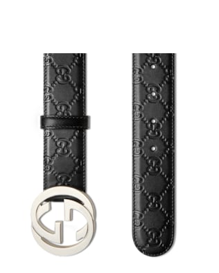 Gucci Signature Leather Belt - Black - Belts