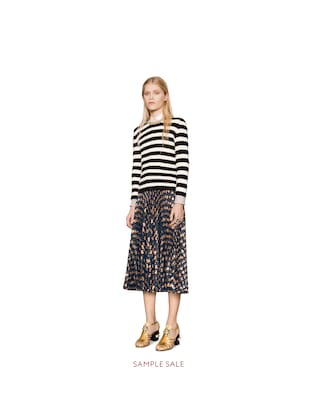 Striped merino cashmere knitted top