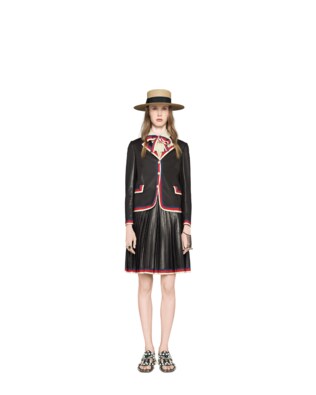 Embroidered leather jacket
