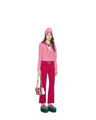 Stretch viscose pant with Double G