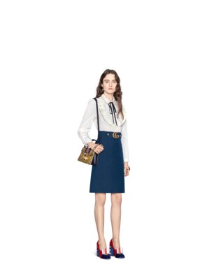 Crêpe wool silk skirt