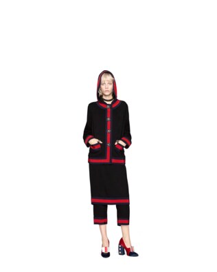 Embroidered viscose hooded jacket