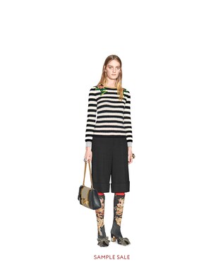 Embroidered merino cashmere knitted top
