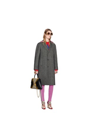 Herringbone coat with embroidery 