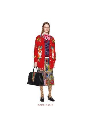Oversize embroidered wool cardigan