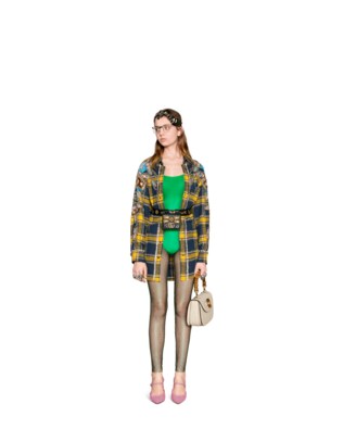 Embroidered plaid oversize shirt