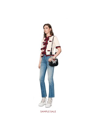Denim straight leg pant