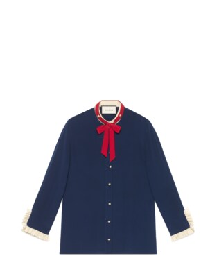 Silk shirt with neck tie