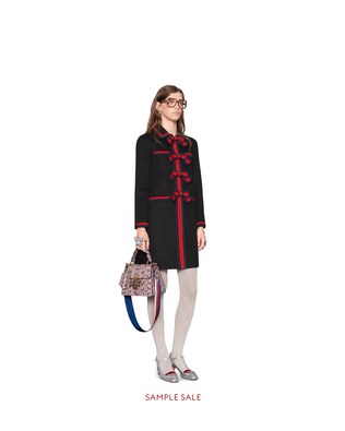 Wool coat with Web bows