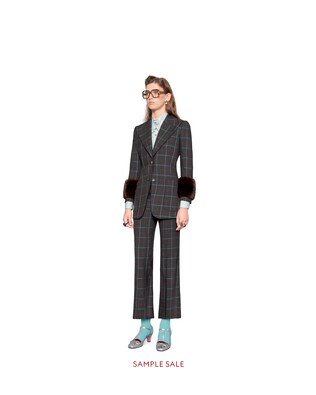 Check hearts wool bootcut pant