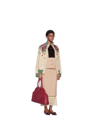 Bouclé jacket with bow