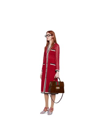 GG macramé long sleeve dress