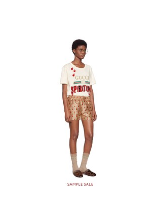 Oversize embroidered T-shirt with Gucci logo