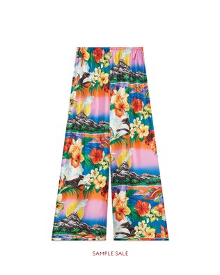 Hawaiian print silk pajama pant