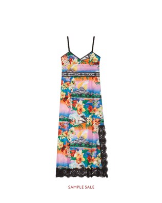 Hawaiian print silk dress