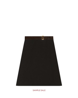 Linen canvas belted skirt