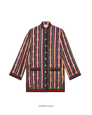 Square GG belts silk twill shirt