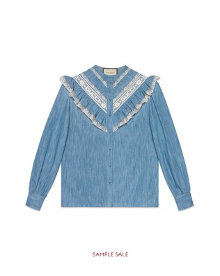 Denim ruffle shirt