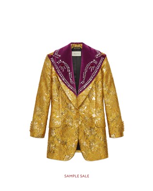 Brocade evening jacket with detachable lapel