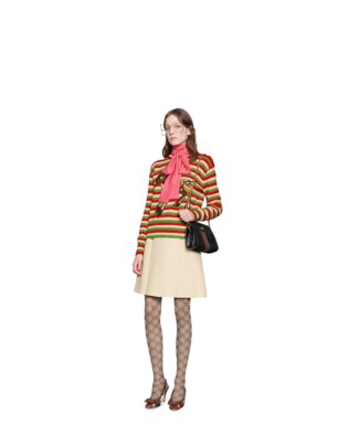 Wool lurex striped sweater with fawn
