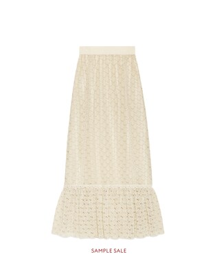 GG macramé long skirt