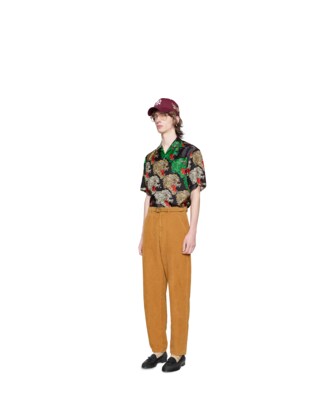 gucci panther face bowling shirt