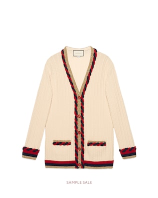 Cable knit cashmere wool cardigan