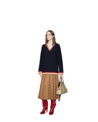 Cable knit cashmere wool sweater
