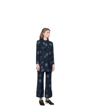 Flowers fil coupé cotton wool tunic top