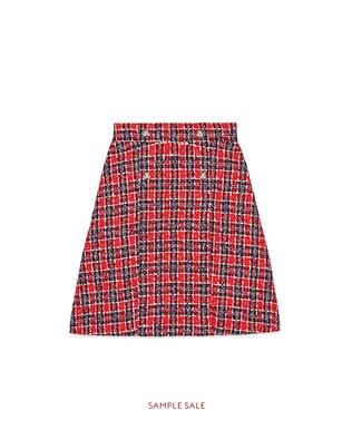 Tweed check A-line skirt
