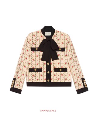 Rose print silk marocain jacket