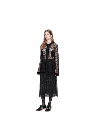 GG leather macramé jacket
