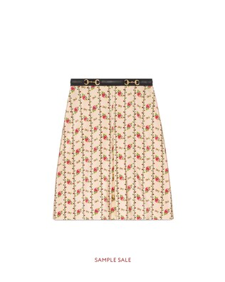 Rose print silk skirt