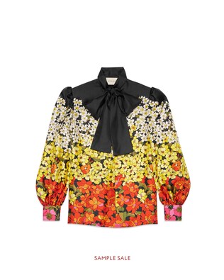 Degradé flowers silk twill shirt
